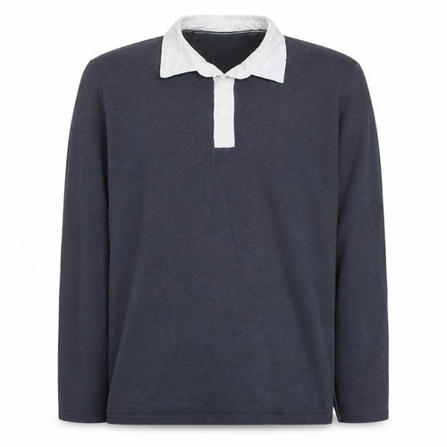Hawkshead Men's Blue Long Sleeve Cotton Polo Shirt Size L