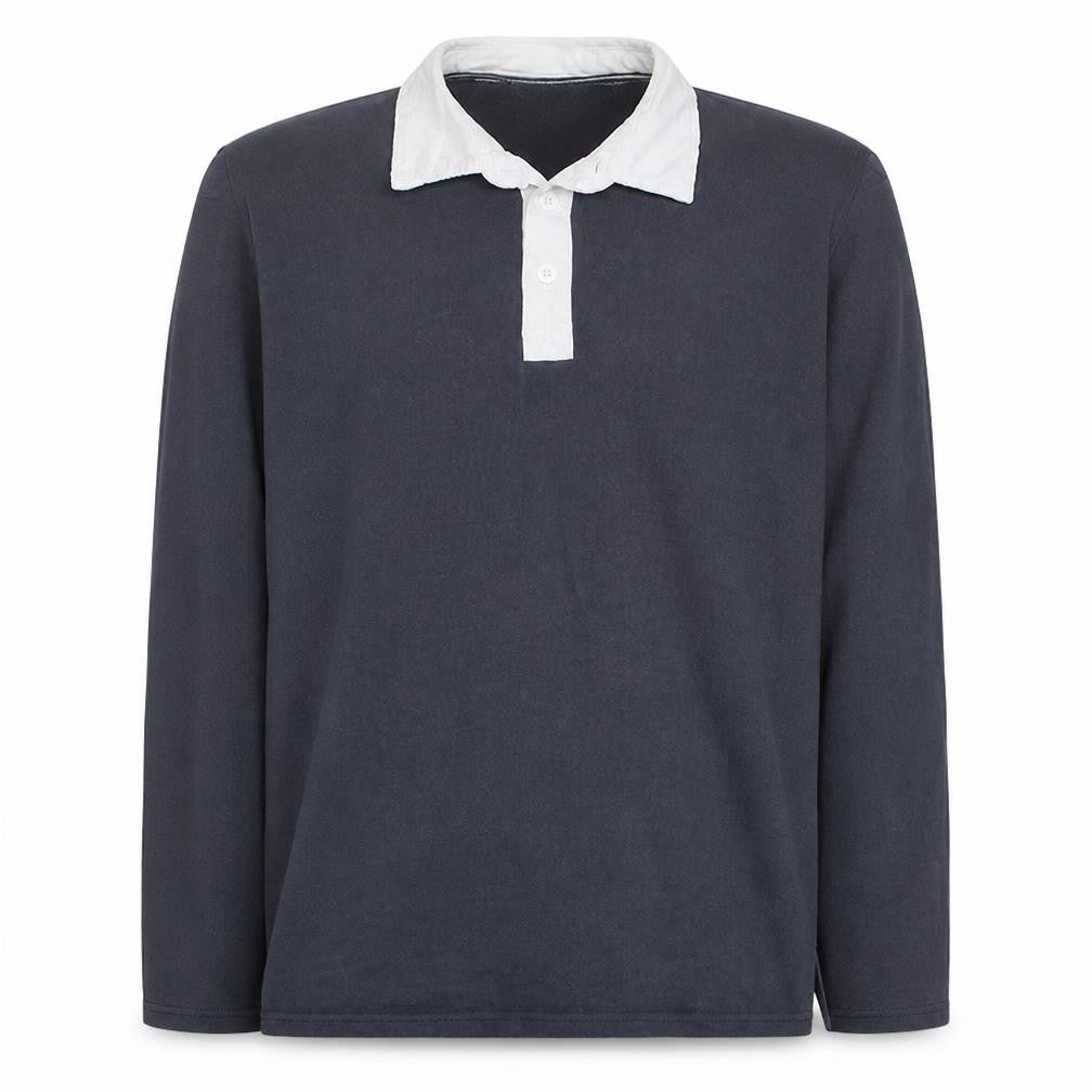 Hawkshead Men's Blue Long Sleeve Cotton Polo Shirt Size L