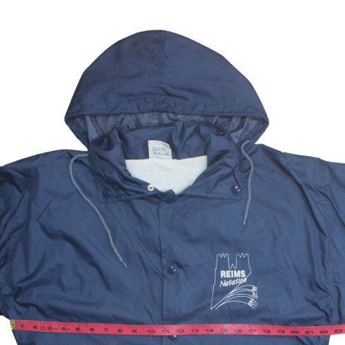 Cotton Tee Men's Blue Hooded Windbreaker Jacket M