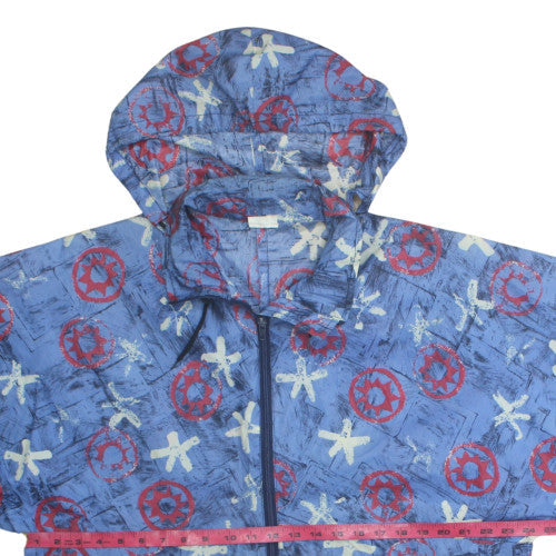Decathlon Unisex Kids Blue Nautical Print Hooded Lightweight Rain Coat L