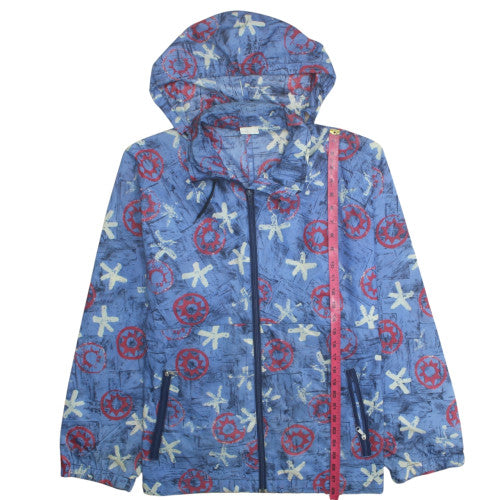 Decathlon Unisex Kids Blue Nautical Print Hooded Lightweight Rain Coat L