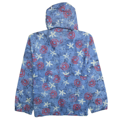 Decathlon Unisex Kids Blue Nautical Print Hooded Lightweight Rain Coat L