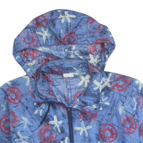 Decathlon Unisex Kids Blue Nautical Print Hooded Lightweight Rain Coat L