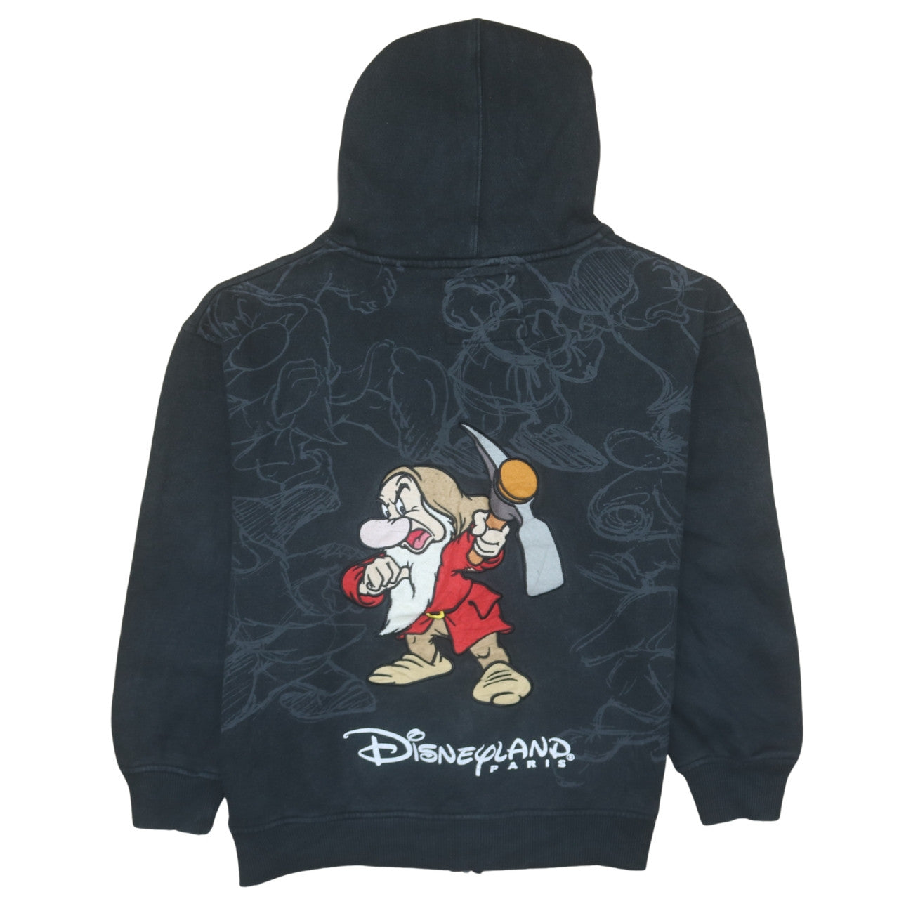 Disneyland Paris Men’s Black Grumpy Full Zip Hoodie L