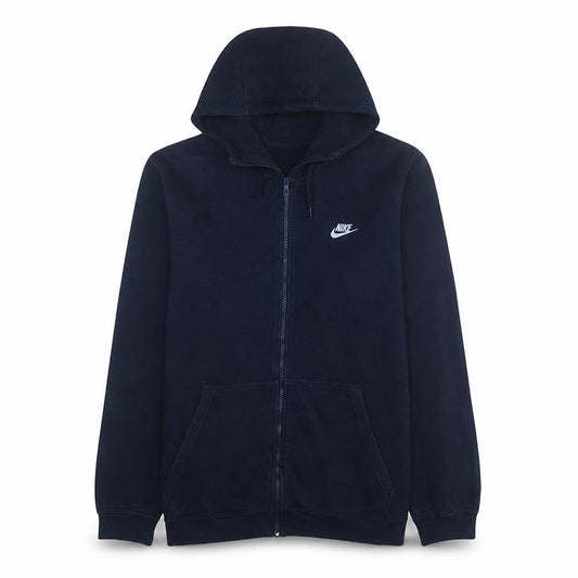 Front view of Nike Men’s Blue Full Zip Hoodie XL Fleece Sports Sweatshirt
