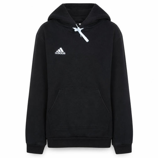 Front view of Adidas Men's Black Pullover Hoodie, size S, Sports Fleece