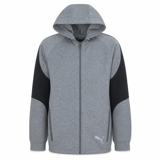 Front view of Puma Men's Grey Full Zip Hoodie L Lightweight Sportswear