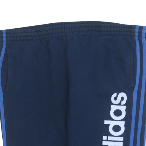 Adidas Boys Blue Jogger Activewear Trousers 12-13 Years Fleece Elastic Waist