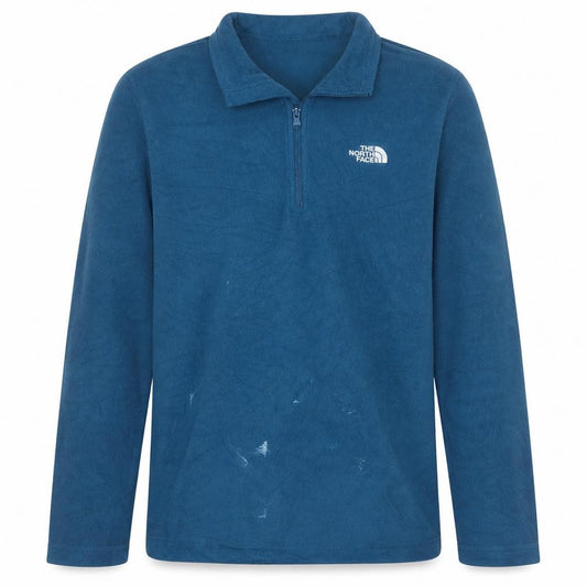 Front view of The North Face Men's Blue Fleece 1/4 Zip Pullover Sweatshirt M
