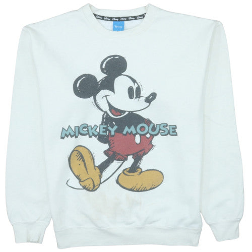 Disney Women's White Mickey Mouse Classic Crew Neck Sweatshirt Size S