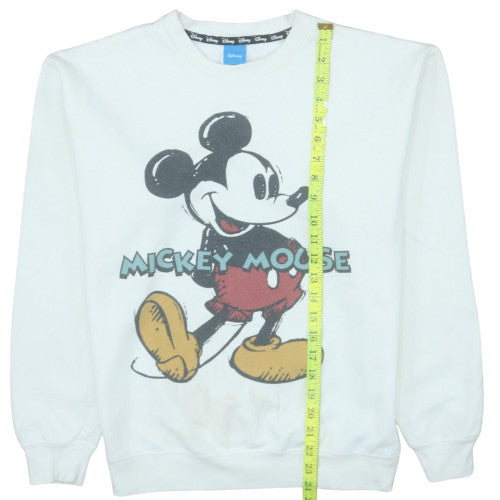 Disney Women's White Mickey Mouse Classic Crew Neck Sweatshirt Size S