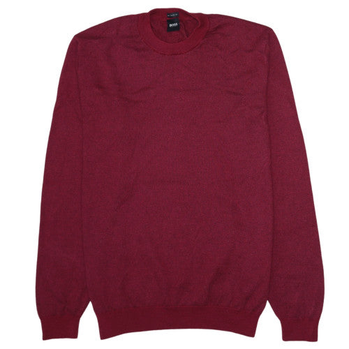 Hugo Boss Men's Red Wool Crew Neck Jumper 2XL Classic Fit Pullover