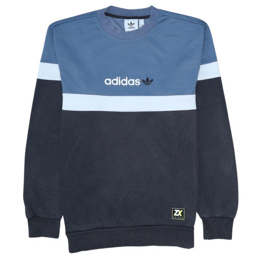 Adidas Mens Blue Crew Neck Colour Block Pullover Sweatshirt M
