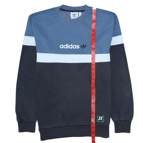 Adidas Mens Blue Crew Neck Colour Block Pullover Sweatshirt M