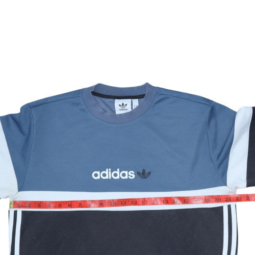 Adidas Mens Blue Crew Neck Colour Block Pullover Sweatshirt M