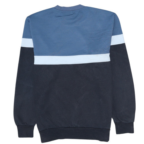 Adidas Mens Blue Crew Neck Colour Block Pullover Sweatshirt M