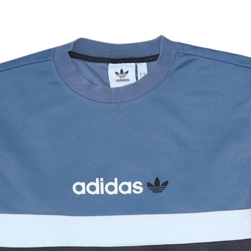 Adidas Mens Blue Crew Neck Colour Block Pullover Sweatshirt M