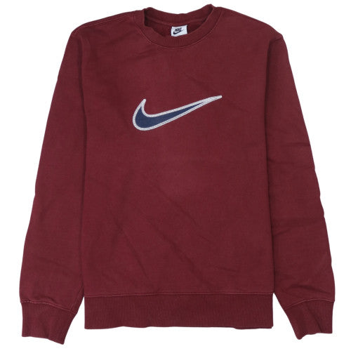 Nike Men's Red Embroidered Logo Crew Neck Sweatshirt Size L