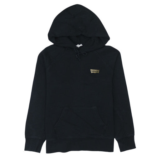 Levi's Womens Black XS Pullover Hoodie Cotton Blend Logo Detail