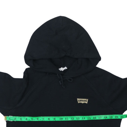 Levi's Womens Black XS Pullover Hoodie Cotton Blend Logo Detail