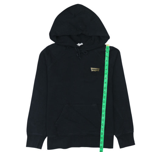 Levi's Womens Black XS Pullover Hoodie Cotton Blend Logo Detail