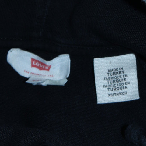 Levi's Womens Black XS Pullover Hoodie Cotton Blend Logo Detail