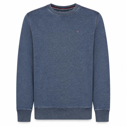 Front view of Tommy Jeans Men's Blue Crew Neck Pullover Sweatshirt, size S