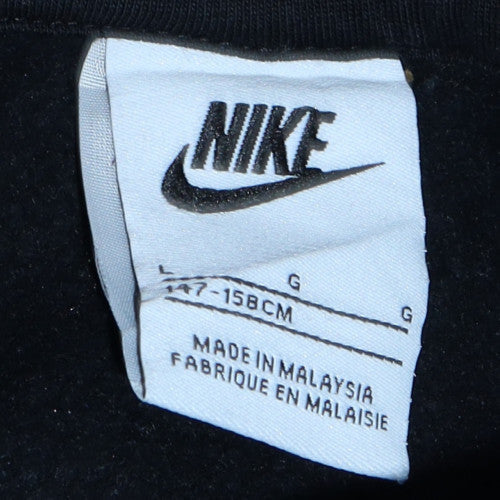 Nike Boys Black Pullover Fleece Hoodie 14-15 Years Logo Hooded Sweatshirt