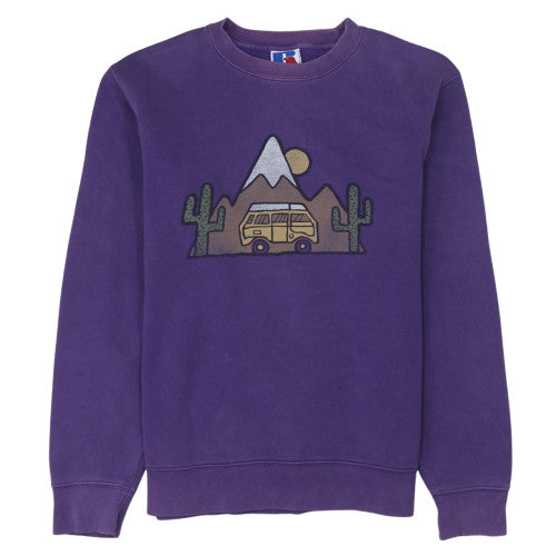 Russell Women Purple Crew Neck Pullover Sweatshirt Medium