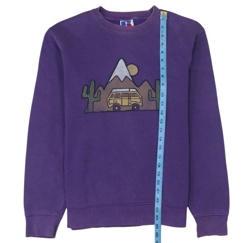 Russell Women Purple Crew Neck Pullover Sweatshirt Medium