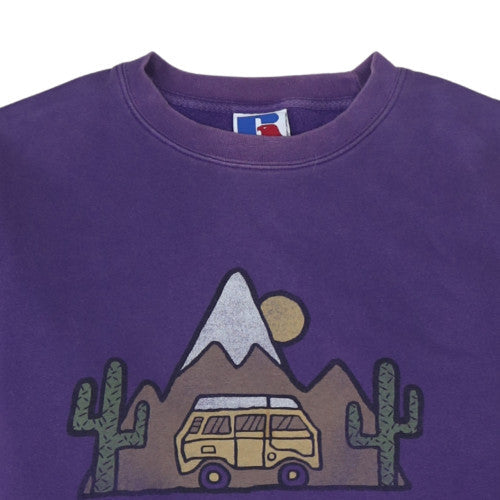 Russell Women Purple Crew Neck Pullover Sweatshirt Medium