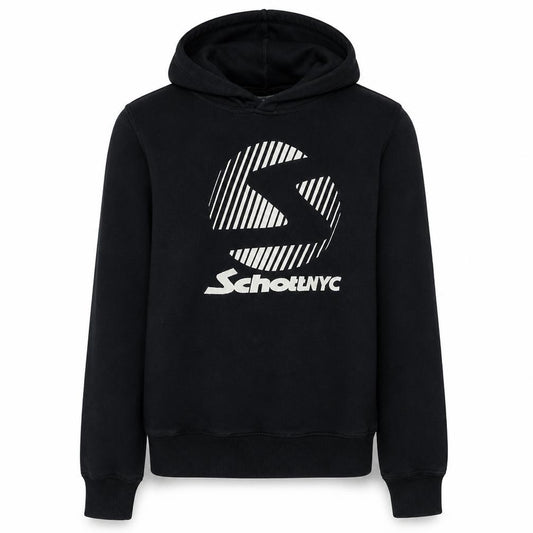 Front view of Schott NYC Women's Black Pullover Hoodie Medium Cotton Logo