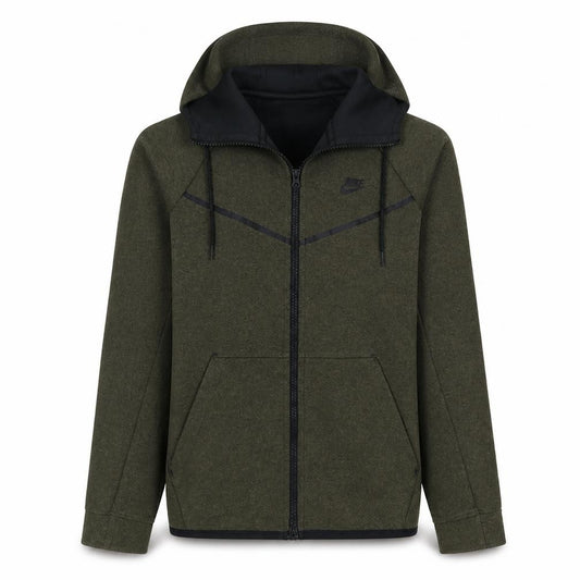 Front view of Nike Men's Green Full Zip Hoodie, size S, Regular Fit Sportswear