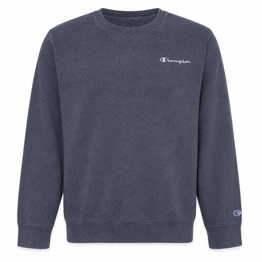 Front view of Champion Men's Blue Pullover Crew Neck Sweatshirt, size L