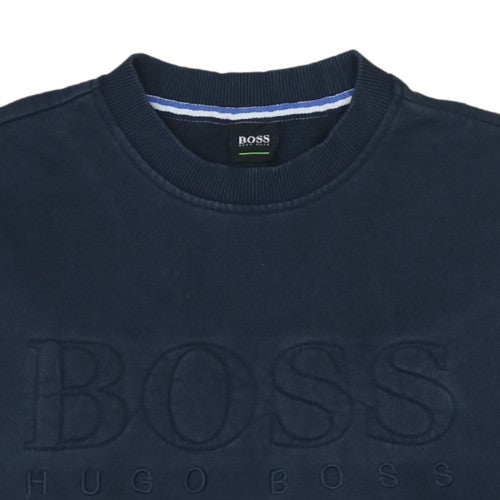 Hugo Boss Mens Blue Crew Neck Logo Sweatshirt Size M