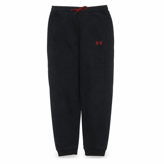 Front view of Under Armour boys’ black jogger trousers l fleece warm activewear pants