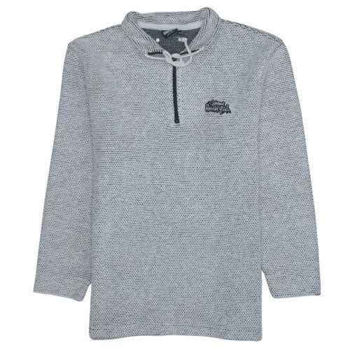 Weird Fish Men's Grey 1/4 Zip Knit Sweatshirt Size M Regular Fit