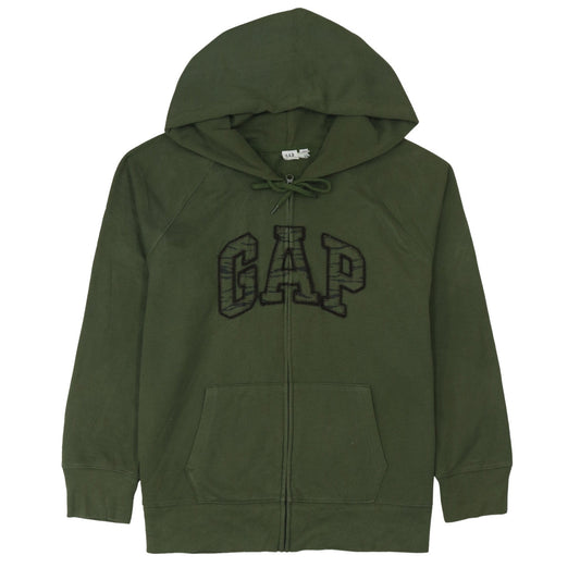 GAP Mens Green Full Zip Hoodie XL Logo Embroidered Sweatshirt