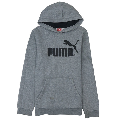 Puma Boys Grey Pullover Hoodie Size 14 Years Cotton Blend Fleece Sweatshirt