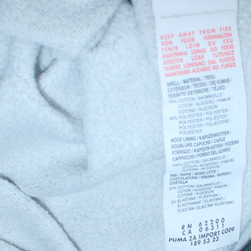 Puma Boys Grey Pullover Hoodie Size 14 Years Cotton Blend Fleece Sweatshirt