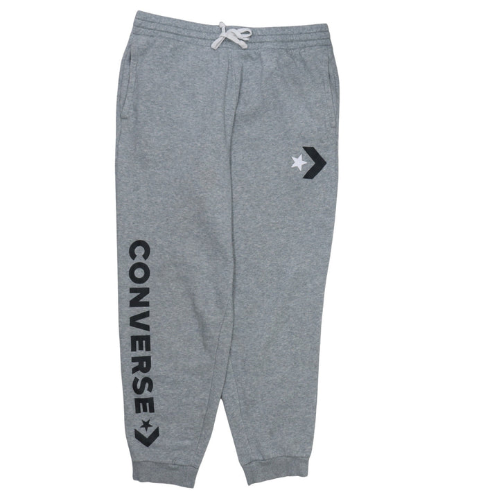Converse Mens Grey Jogger Sweatpants L Regular Fit Fleece Activewear