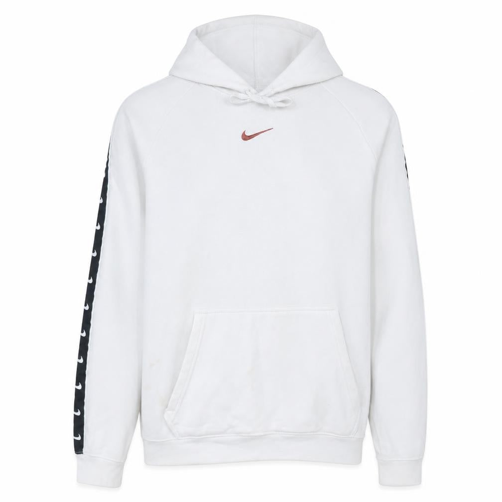 Front view of Nike Men White Pullover Hoodie Small Logo Sportswear