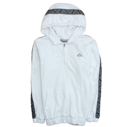 Kappa Mens White Large Pullover Hoodie 1/2 Zip Logo Fleece Sweatshirt