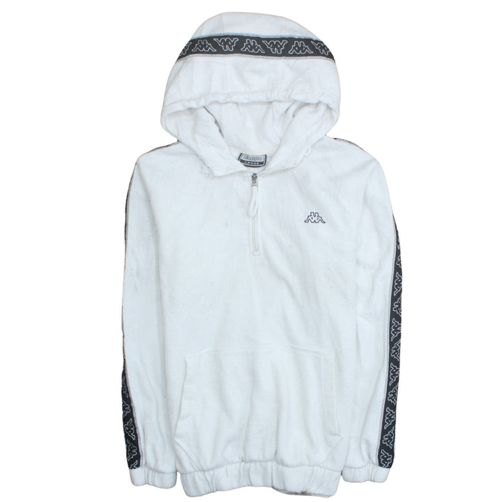 Kappa Mens White Large Pullover Hoodie 1/2 Zip Logo Fleece Sweatshirt