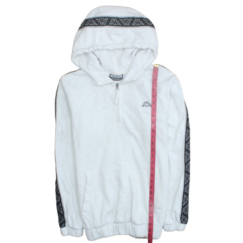 Kappa Mens White Large Pullover Hoodie 1/2 Zip Logo Fleece Sweatshirt