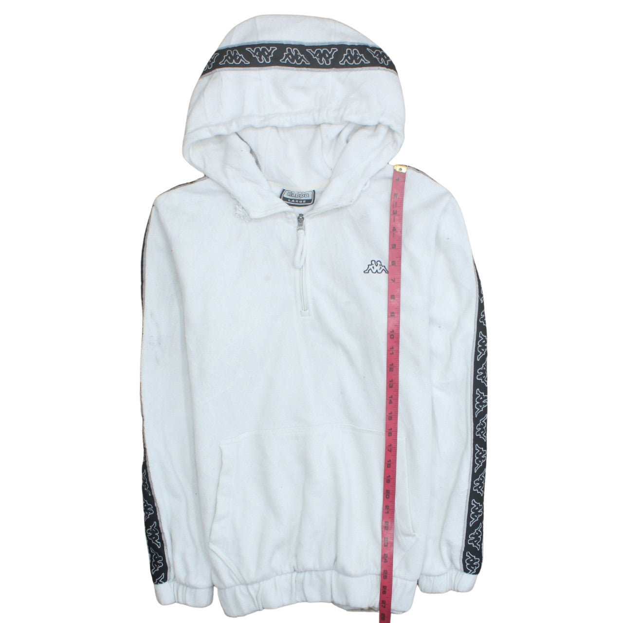 Kappa Mens White Large Pullover Hoodie 1/2 Zip Logo Fleece Sweatshirt