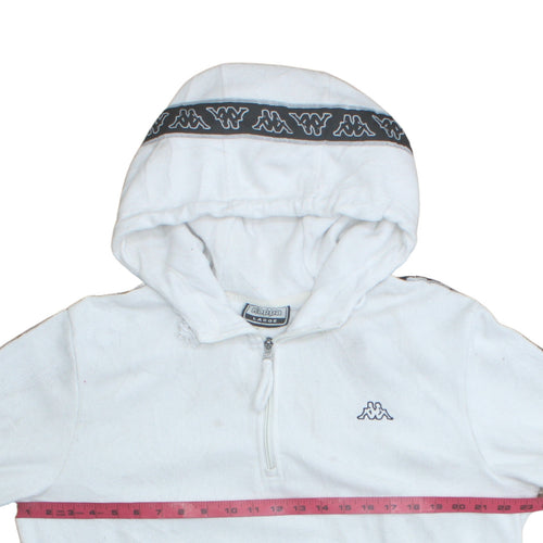 Kappa Mens White Large Pullover Hoodie 1/2 Zip Logo Fleece Sweatshirt