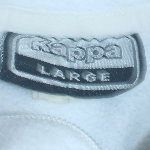 Kappa Mens White Large Pullover Hoodie 1/2 Zip Logo Fleece Sweatshirt