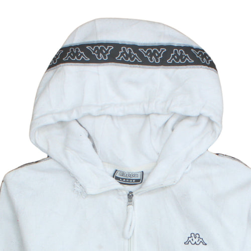 Kappa Mens White Large Pullover Hoodie 1/2 Zip Logo Fleece Sweatshirt
