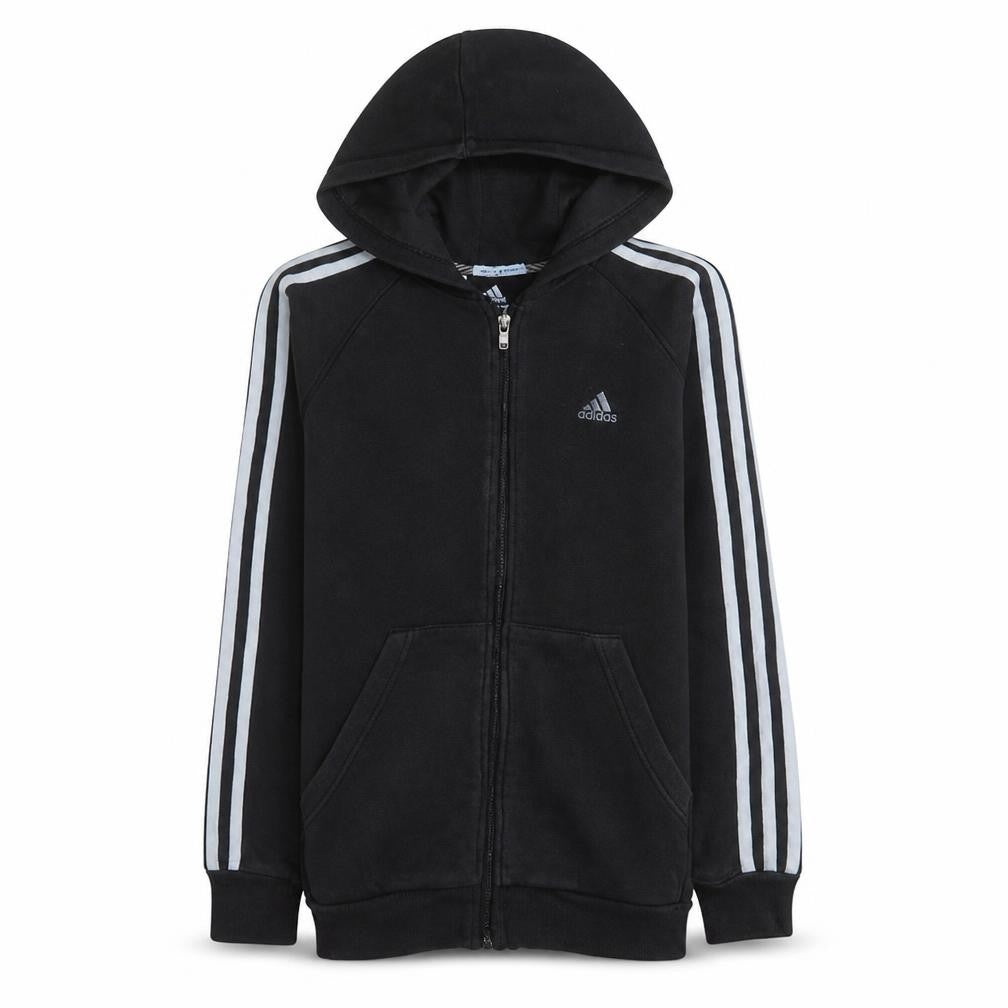 Adidas Boys Black Full Zip Fleece Hoodie 13-14 Years Sportswear